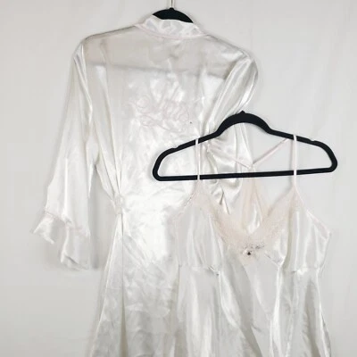 Linea Donatella Satin Bridal Set Robe & Nightgown Medium Embroidered - Image 1 of 4