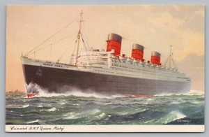 Postcard Cunard Line RMS Queen Mary Steam Passenger Ship Paquebot Posted 1953 - Picture 1 of 2