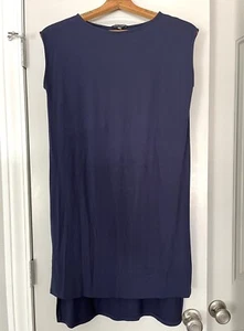 Eileen Fisher Dress XS Navy Blue Sleeveless Viscose NWT - Picture 1 of 6