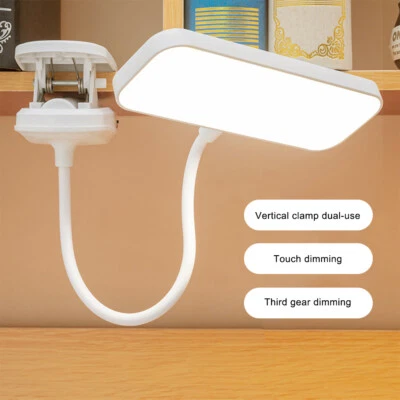 Lampe de Bureau LED Dimmable Clip-On Flexible Étude Lampe de Lecture USB Rechargeable - Photo 1/4