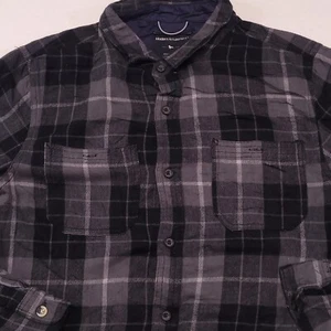 Modern Amusement Tartan Flannel Casual Button Up Shirt Womens Size M Black - Picture 1 of 11