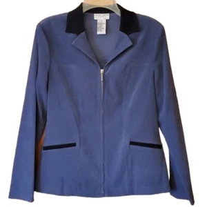Jaclyn Smith Womans Zip Up Blue Blazer Suitcoat Size 8 - Picture 1 of 8