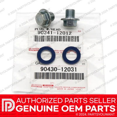 GENUINE Toyota Lexus OEM Oil Drain Plug 90341-12012 + Gasket 90430-12031 [2 SET] - Image 1 of 4