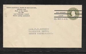 US Precancel Envelope: CA San Rafael - 1a2 E 50 36; Used (First National Bank) - Picture 1 of 1