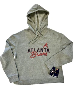 Atlanta Braves Fanatics Women's Script Pullover Hoodie - Heather Gray, Large - Picture 1 of 3