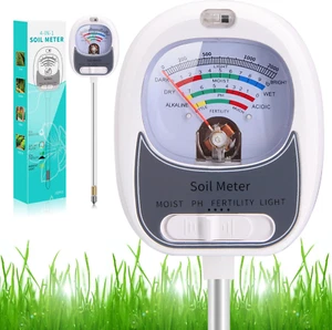 4-In-1 Soil Test Kit - Moisture Meter, Ph Tester for Plants, Garden, Lawn - Picture 1 of 12