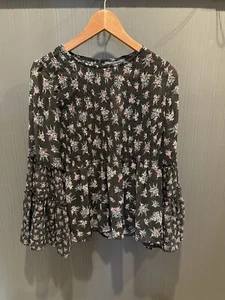 Blusa American Eagle NUEVA Manga Campana Pequeña Bohemia Hippie Transparente Oficina Top - Imagen 1 de 9