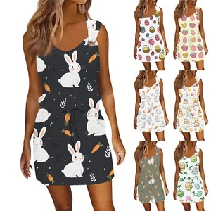 Women's Dresses Fashion Sundresses Summer Casual Printed Loose Easter Dress - Picture 1 of 33