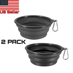 Portable Travel Collapsible Bowl for Dog Food & Water Foldable Bowls Dish Pack 2 - Picture 1 of 48