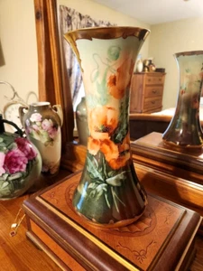 Große Limoges Pickard handbemalte Mohn Vase, Künstler signiert - Bild 1 von 10