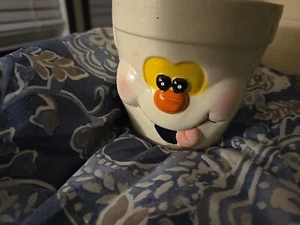 Vintage 80s Halloween Ghost Hand Painted Ceramic Planter Pot Pail Decoration - Picture 1 of 8