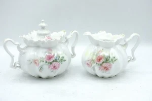 Antique RS Prussia Covered Sugar Bowl & Creamer Set Mold 505 - Picture 1 of 7