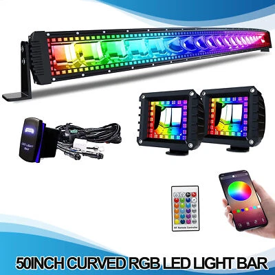 For Jeep Grand Cherokee ZJ Roof Windshield 50" Curved LED Light Bar Combo Foto 1 de 4