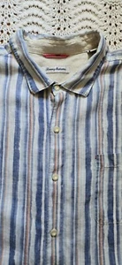 Tommy Bahama Mens 100% Linen Shirt Sz 3XL Hawaian Long Sleeve Button Up Stripe - Picture 1 of 22