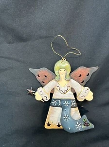 Vintage New Russ Berrie Angel Tin Christmas Ornament 5" - Picture 1 of 9