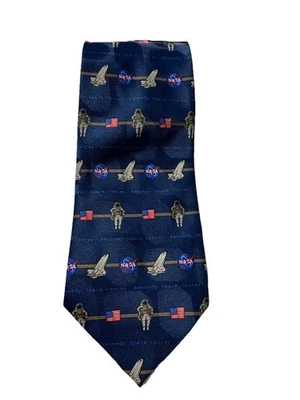 Corbata-Astronauta/Bandera/Nave Espacial/Logotipo de la NASA-Centro Espacial Kennedy-Azul Marino 59”x4” Foto 1 de 4