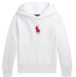 Ralph Lauren Junior's Girl's  Big Pony Fleece Hoodie, White, L,(12-14) - Picture 1 of 1
