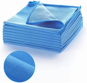 Window Glass Microfiber Cleaning Cloth 8Pack Premium 12 x 12 inches, Blue - Picture 1 of 9