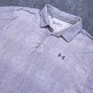 Under Armour Heatgear Polo Shirt Mens 2XL Gray Short Sleeve Stretch Performance - Picture 1 of 9