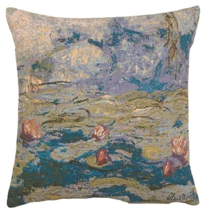 Monet's Water Lilies European Tapestry Cushion Cover Home Decor Pillow 18x18 in - Picture 1 of 12