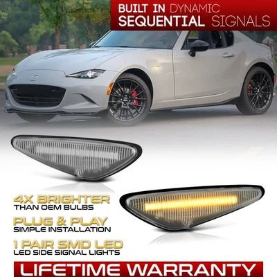 16+ Mazda MX5 Miata/09-11 RX8 Sequential Amber LED Side Marker Lights Lamps Pair Foto 1 de 4