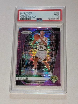 2024-25 Panini Prizm Legends Ray Allen #300 Purple Pulsar Prizm /35 PSA 9 POP 2 - Image 1 of 2