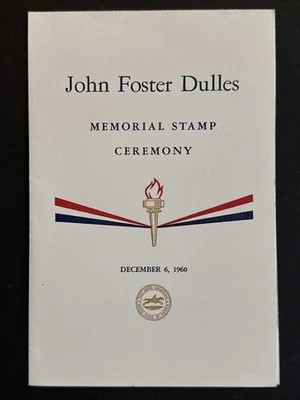Estampilla de 4 centavos John Foster Dulles 1960 primer día programa de ceremonia Sc# 1172 Foto 1 de 3