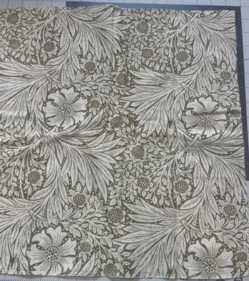 Marigold Olive Linen Fabric Sample by Morris & Co. Botanical Print 16" #16 - Image 1 of 4