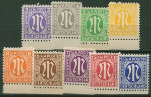 Bizone 1945 AM-POST: Amerikanischer Druck Unterrand 1/9 z UR postfrisch - Picture 1 of 1