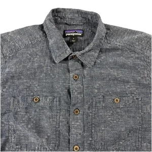 Patagonia Back Step Shirt Men's S Hemp Cotton Blend Button Up Short Sleeve Gray - Picture 1 of 5