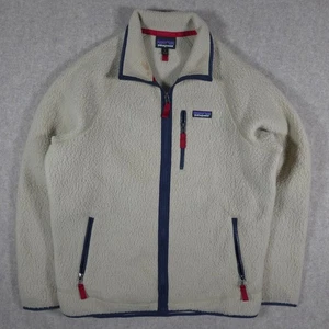 Patagonia Men's Full Zip Fleece Retro Deep Pile Jacket Oatmeal White Large VTG - Picture 1 of 8