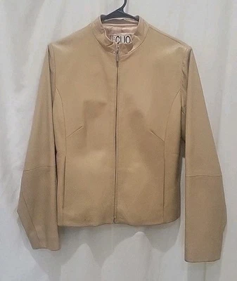 Chaqueta Clio Mujer Moca Cuero Marrón Manga Larga Cuello Cremallera Completa Talla 6 Foto 1 de 4
