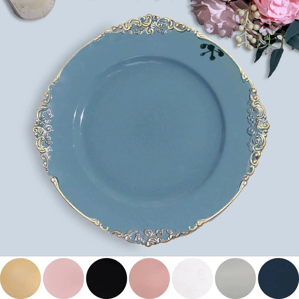 24 pcs 13" Round with Embossed Rim Charger Plates Wedding Table Top Decorations - Image 1 of 2