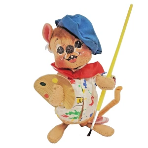 90s Annalee Doll Mouse Artist Paint Paintbrush Palette Hat Mobilitee Vintag 1990 - Picture 1 of 9
