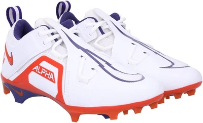 Clemson Tigers TI White Alpha Pro 3 Low Nike Cleats Football Program - Size 11.5 - Image 1 of 4