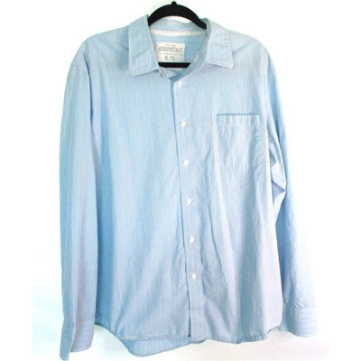 Camisa de vestir Aeropostale para hombre manga larga azul y blanca con botones talla XL/TG Foto 1 de 4