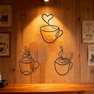 3x Coffee Cup Wall Decor Gift Versatile Ornament for Home Party Housewarming - Picture 1 of 5