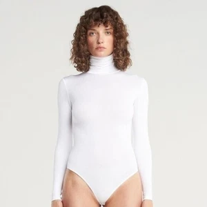 Body Wolford Blanco Colorado Cuello Alto Manga Larga Tanga - Pequeño - Imagen 1 de 9
