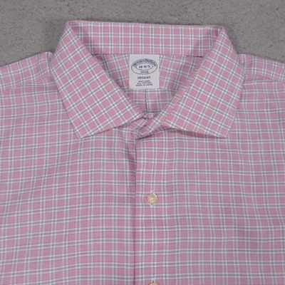 Brooks Brothers Regent Shirt Mens 18 34/35 Pink Blue Button Up Long Sleeve - Image 1 of 4