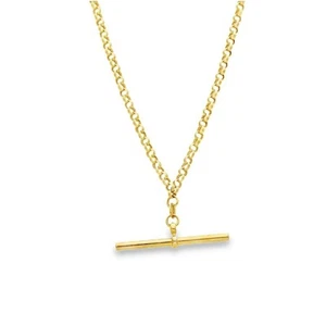 Cadena Belcher redonda de oro amarillo de 9 quilates y barra en T - 18" - 6,5 g - Imagen 1 de 5