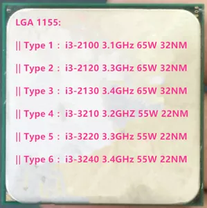 Intel Dual-core I3-2100 I3-2120 I3-2130 I3-3210 I3-3220 i3-3240 I3-3250 CPU - Picture 1 of 14