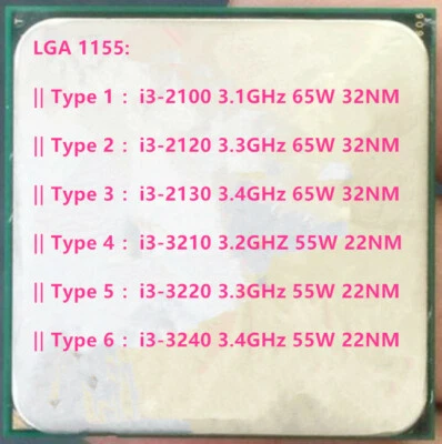 Intel Dual-core I3-2100 I3-2120 I3-2130 I3-3210 I3-3220 i3-3240 	I3-3250 CPU - Image 1 of 4