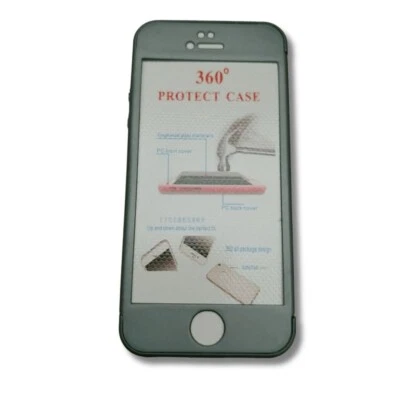 COQUE RIGIDE INTEGRALE AVEC FILM GLASS POUR APPLE IPHONE 5 5S SE 2016 GRIS - Photo 1/2