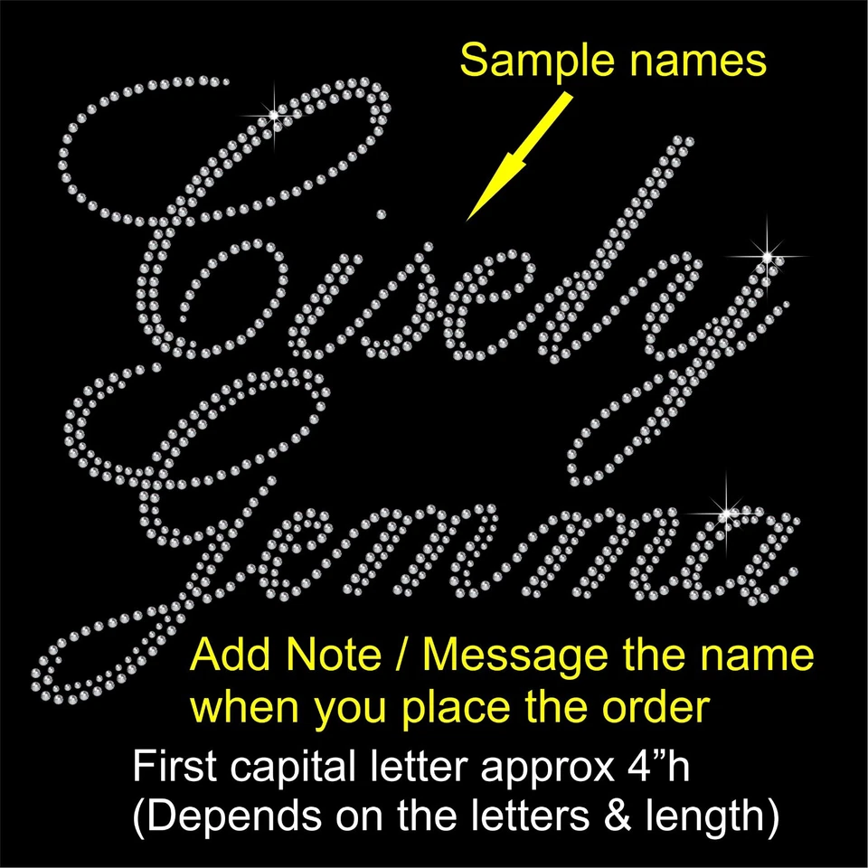 Custom word upto 10 letters / Numbers Rhinestone Transfer Hotfix Iron on Motif - Image 1 of 4