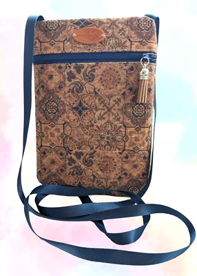 Crossbody Phone Bag - Water Resistant Cork - Padded - Card Pocket - Handmade - Image 1 of 4