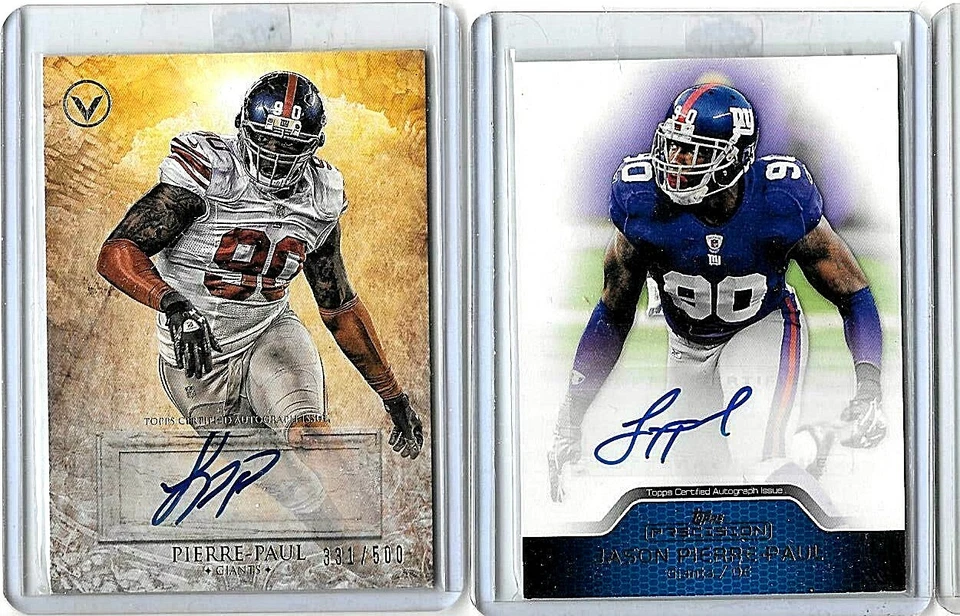JASON PIERRE-PAUL LOT OF 2 DIFFERENT CERTIFIED AUTOGRAPH CARDS - Image 1 of 1