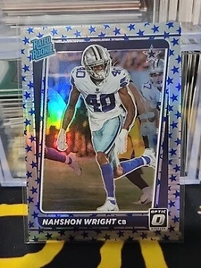 2021 Donruss Optic Nahshon Wright Blue Star Prizm Rated Rookie RC Cowboys 285 - Picture 1 of 2