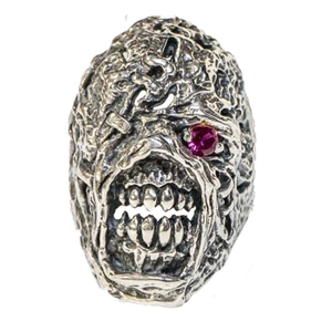 Anello Teschio Nemesis In Argento .925 Resident Evil Biker Heavy Metal Gotico. - Foto 1 di 8