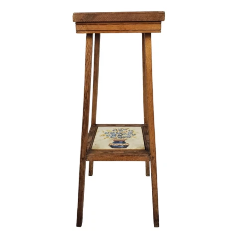 Vintage California Mission Tile Top Side Table Plant Stand 2 Tier Arts & Crafts Cover