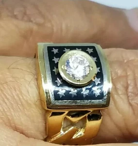 Sale GOLd mens men RING solid black gift his size 10 ask 8 9 11 12 - Picture 1 of 12